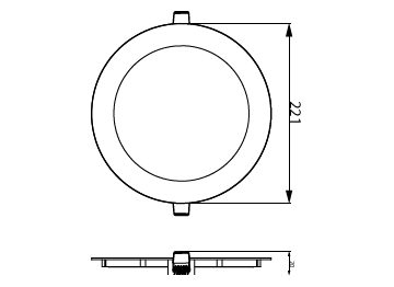 Dimension Drawing (without table) - DL252 G2 R Rd 1300 65K 18W 8" EMC