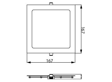 Dimension Drawing (without table) - DL252 G2 R SQ 900 65K 12W 6" EMC