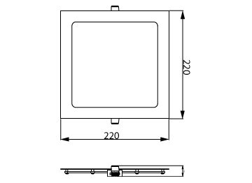 Dimension Drawing (without table) - DL252 G2 R SQ 1300 65K 18W 8" EMC
