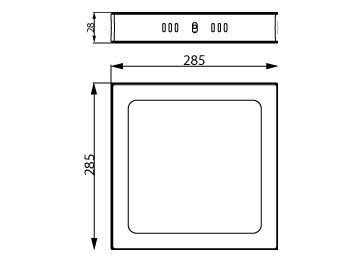 Dimension Drawing (without table) - DL252 G2 SF SQ LED 2000 30K 24W 11" WV