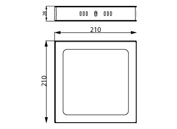 Dimension Drawing (without table) - DL252 G2 SF SQ LED 1300 40K 18W 8" WV
