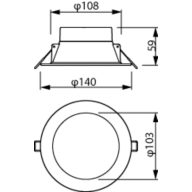 Dimension Drawing (without table) - DN029B G2 LED10/CCT PSR-E D120 GM