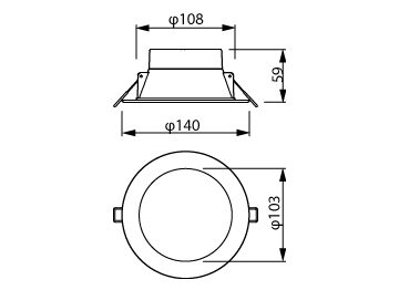 Dimension Drawing (without table) - DN029B G2 LED10/CCT PSR-E D120 GM