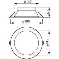 Dimension Drawing (without table) - DN029B G2 LED12/CCT PSR-E D150 GM