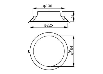 Dimension Drawing (without table) - DN029B G2 LED20/CCT PSR-E D200 GM