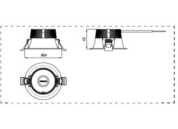 Dimension Drawing (without table) - DN035B D75 LED6/865 PSU WH G2