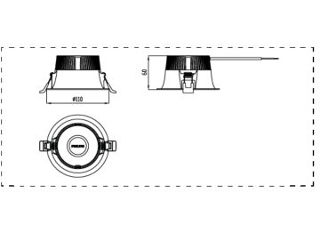 Dimension Drawing (without table) - DN035B D100 LED10/840 PSU WH G2