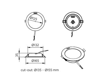 Dimension Drawing (without table) - DN058B LED9/840 110-240V D150 RD