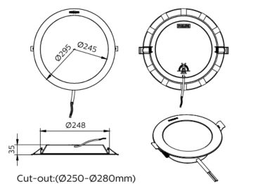 Dimension Drawing (without table) - DN058B LED20/830 110-240V D275 RD