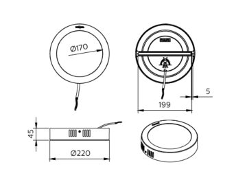 Dimension Drawing (without table) - DN058C LED17/830 220-240V D200 RD