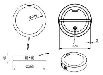 Dimension Drawing (without table) - DN058C LED20/830 220-240V D275 RD