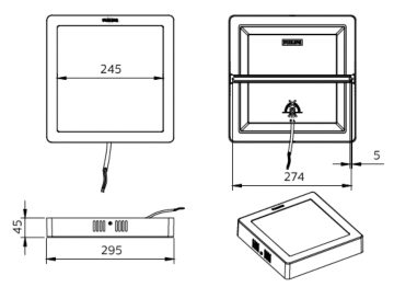 Dimension Drawing (without table) - DN058C LED20/830 220-240V L275 SQ