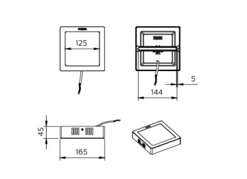 Dimension Drawing (without table) - DN058C LED9/865 110-240V L150 SQ