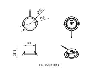Dimension Drawing (without table) - DN068B G2 LED9/840 PSU D100