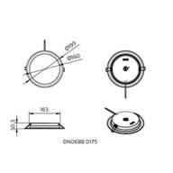 Dimension Drawing (without table) - DN068B G2 LED15/840 PSU D175