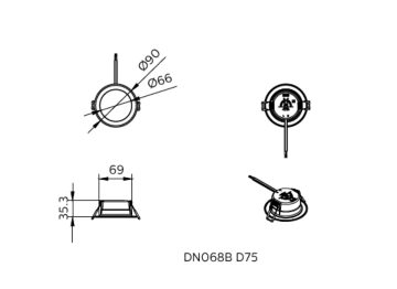 Dimension Drawing (without table) - DN068B G2 LED4/865 PSU D75