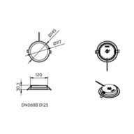 Dimension Drawing (without table) - DN068B G2 LED9/840 PSU D125