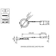 Dimension Drawing (without table) - DN145B LED10S/830_840 PSU WH