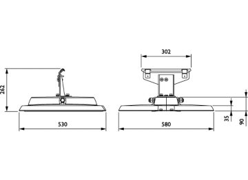 Dimension Drawing (without table) - BSP764 LED64-4S/740 DW10 PSD-SR SRT SRB