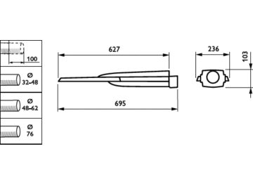 Dimension Drawing (without table) - BGP760 LED34-/740 I DX10 DGR 32-48