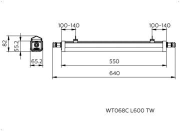 Dimension Drawing (without table) - WT068C CW LED18 L600 PSU TW1 G2