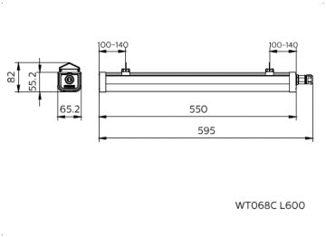 Dimension Drawing (without table) - WT068C CW LED18 L600 PSU G2