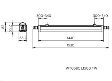 Dimension Drawing (without table) - WT068C CW LED56 L1500 PSU TW1 G2