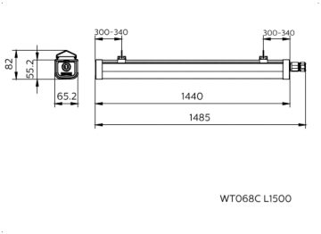 Dimension Drawing (without table) - WT068C CW LED56 L1500 PSU G2