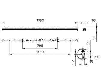 Dimension Drawing (without table) - BN126C LED64S_100S/830_40 PSU L1800
