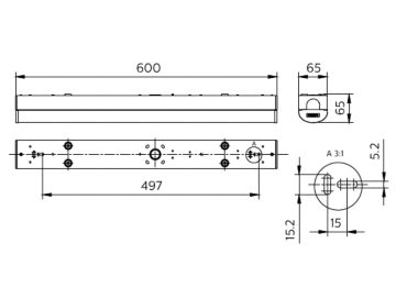 Dimension Drawing (without table) - BN126C LED15S_24S/830_40 PSU L600