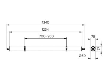 Dimension Drawing (without table) - WT210C LED50S/840 PSU TW1 PMMA L1200