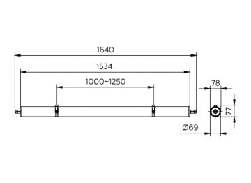 Dimension Drawing (without table) - WT210C LED70S/840 PSU TW1 PMMA L1500