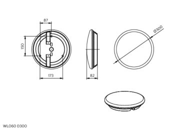 Dimension Drawing (without table) - WL060V gen2 11S/840 PSU WH IP44 D300