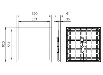 Dimension Drawing (without table) - RC133V G6 36S/840 PSU W62L62 OC