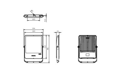 Dimension Drawing (without table) - BVP166 LED300/840 PSU 250W SWB