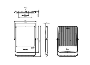 Dimension Drawing (without table) - BVP166 LED600/840 PSU 500W SWB