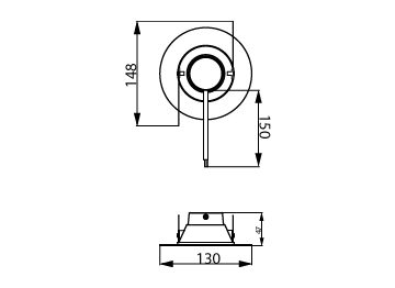 Dimension Drawing (without table) - DN016B LED8/WW 10W 100-240V D90 RD ND