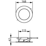 Dimension Drawing (without table) - DN016B LED20/WW 20W 100-240V D125 RD ND