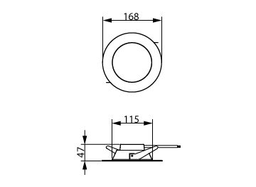 Dimension Drawing (without table) - DN016B LED12/NW 15W 127V D125 RD DIM