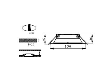 Dimension Drawing (without table) - DN027B G3 LED6/NW 6W 220-240V D100 RD