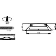 Dimension Drawing (without table) - DN027B G3 LED6/WW 6W 220-240V D90 RD