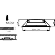 Dimension Drawing (without table) - DN027B G3 LED9/CW 9W 220-240V L125 SQ