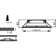 Dimension Drawing (without table) - DN027B G3 LED12/CW 12W 220-240V L150 RU