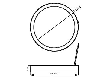 Dimension Drawing (without table) - DN027C G3 LED15/CW 15W 220-240V D200