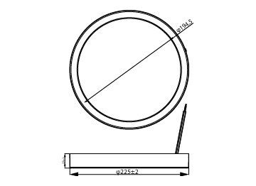 Dimension Drawing (without table) - DN027C G3 LED20/CW 19W 220-240V D225