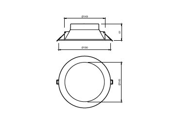Dimension Drawing (without table) - DN029B G2 LED12/CCT PSR-E D150 CAU