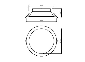Dimension Drawing (without table) - DN029B G2 LED20/CCT PSR-E D200 CAU