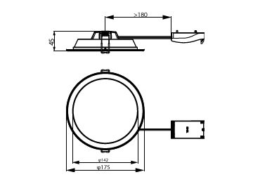 Dimension Drawing (without table) - DN065B G4 LED12/830_840_865 12W D150 RD