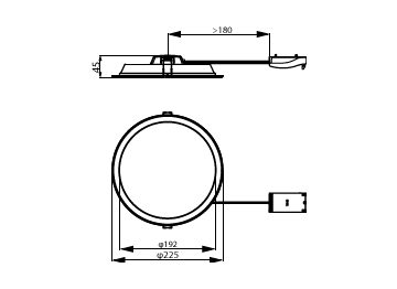 Dimension Drawing (without table) - DN065B G4 LED20/830_840_865 19W D200 RD
