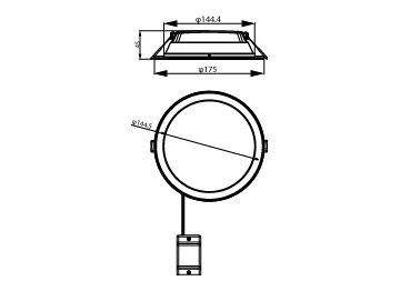 Dimension Drawing (without table) - DN065B G4 LED12/840 12W 220-240V D150 RD